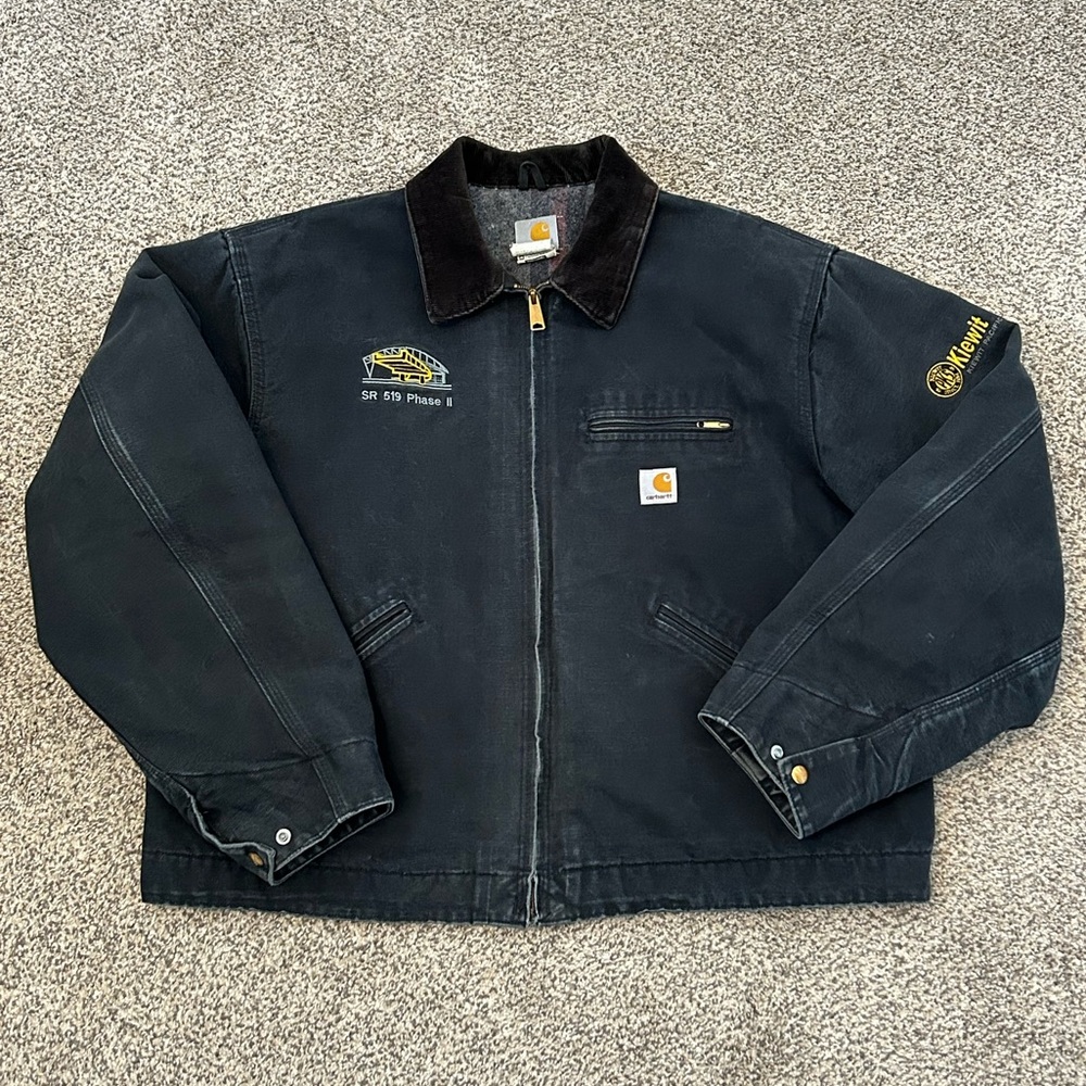 MENS CARHARTT BLANKET LINED J01 BLACK DETROIT JACKET COAT SZ 52 REGULAR RN 14808